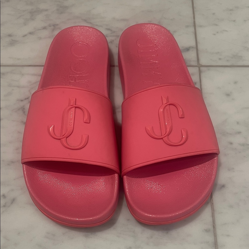 Jimmy Choo Vibrant Pink Slide Sandals